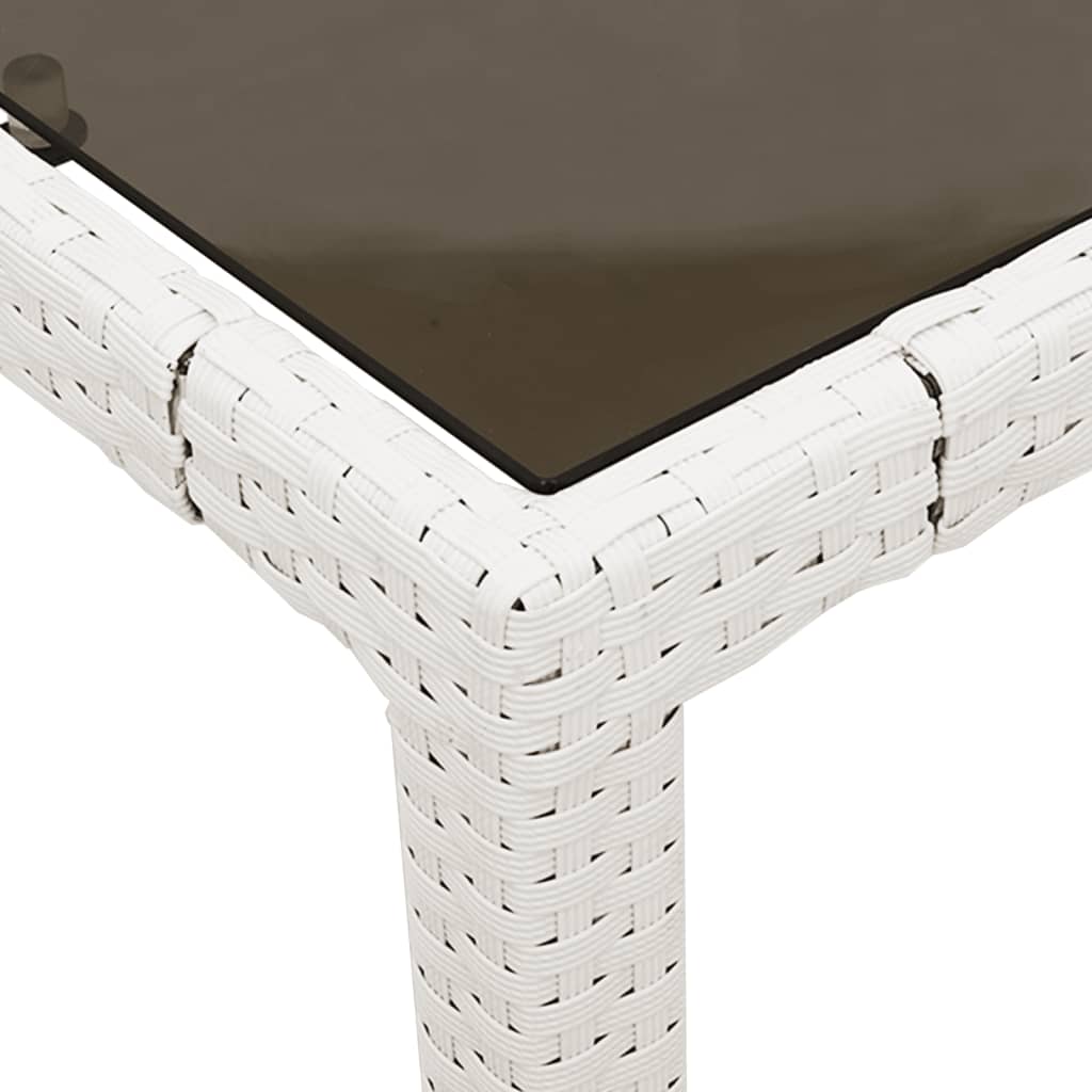 Galds ar stikla virsmu, balts, 90x90x75cm, polirotangs