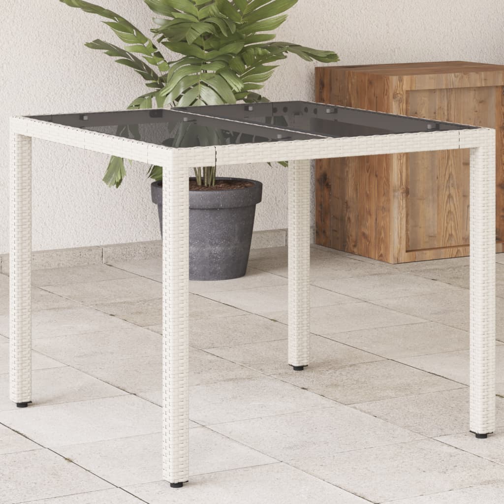 Galds ar stikla virsmu, balts, 90x90x75cm, polirotangs