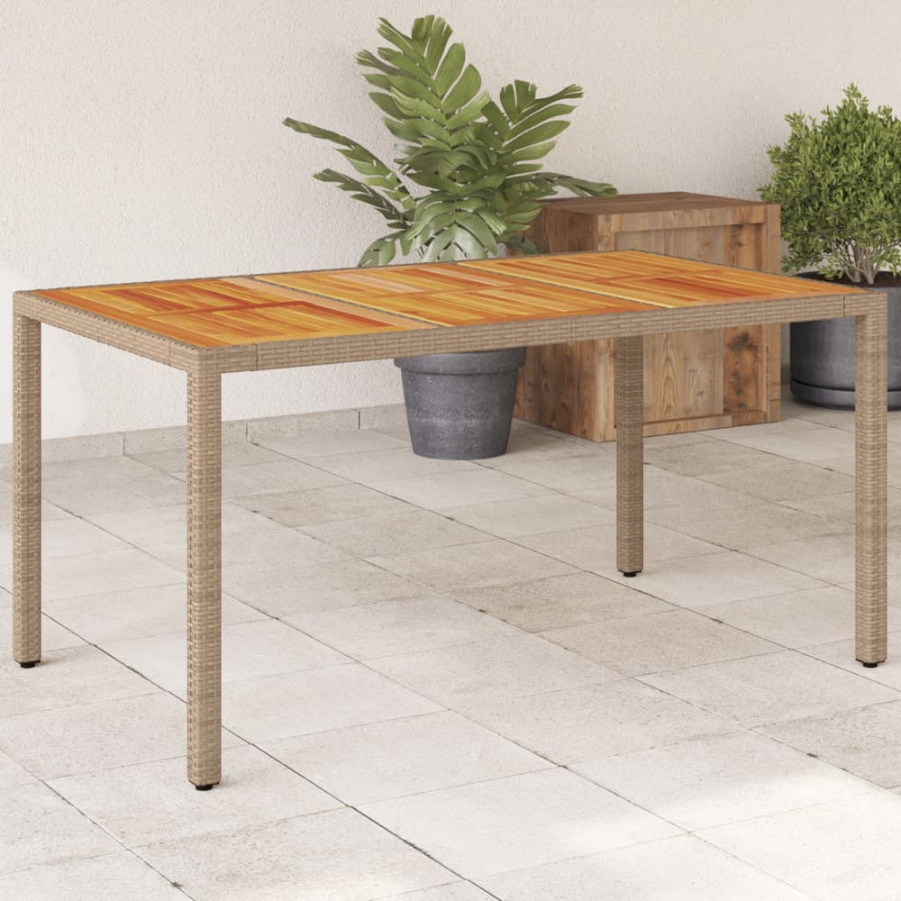 Sodo stalas, smėlio, 150x90x75cm, poliratanas ir akacija