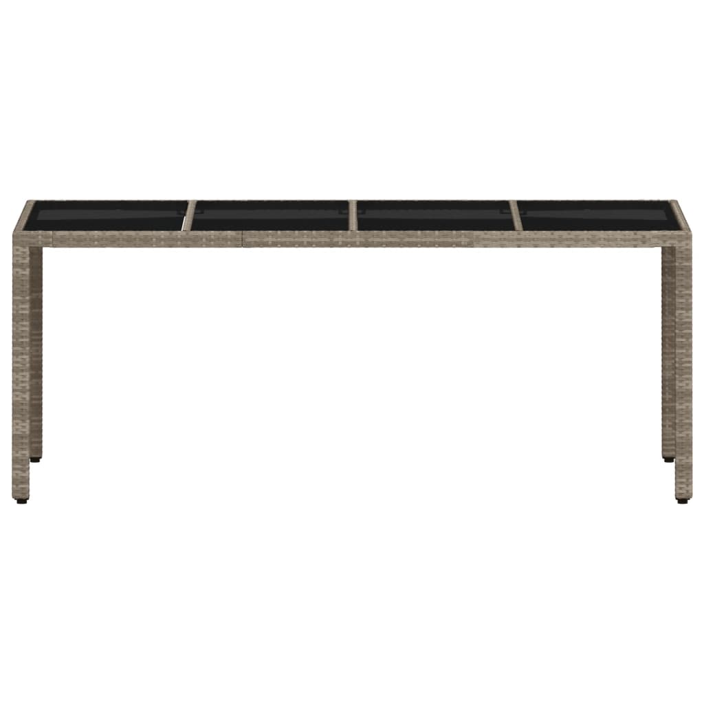 Table with glass top, grey, 190x90x75, polyrattan