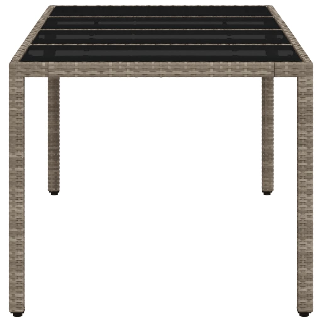 Table with glass top, grey, 190x90x75, polyrattan