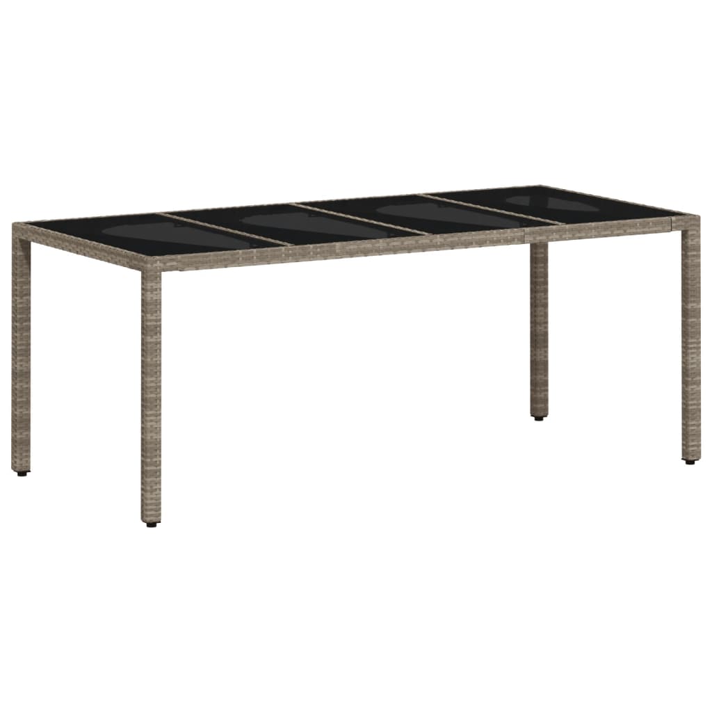 Table with glass top, grey, 190x90x75, polyrattan