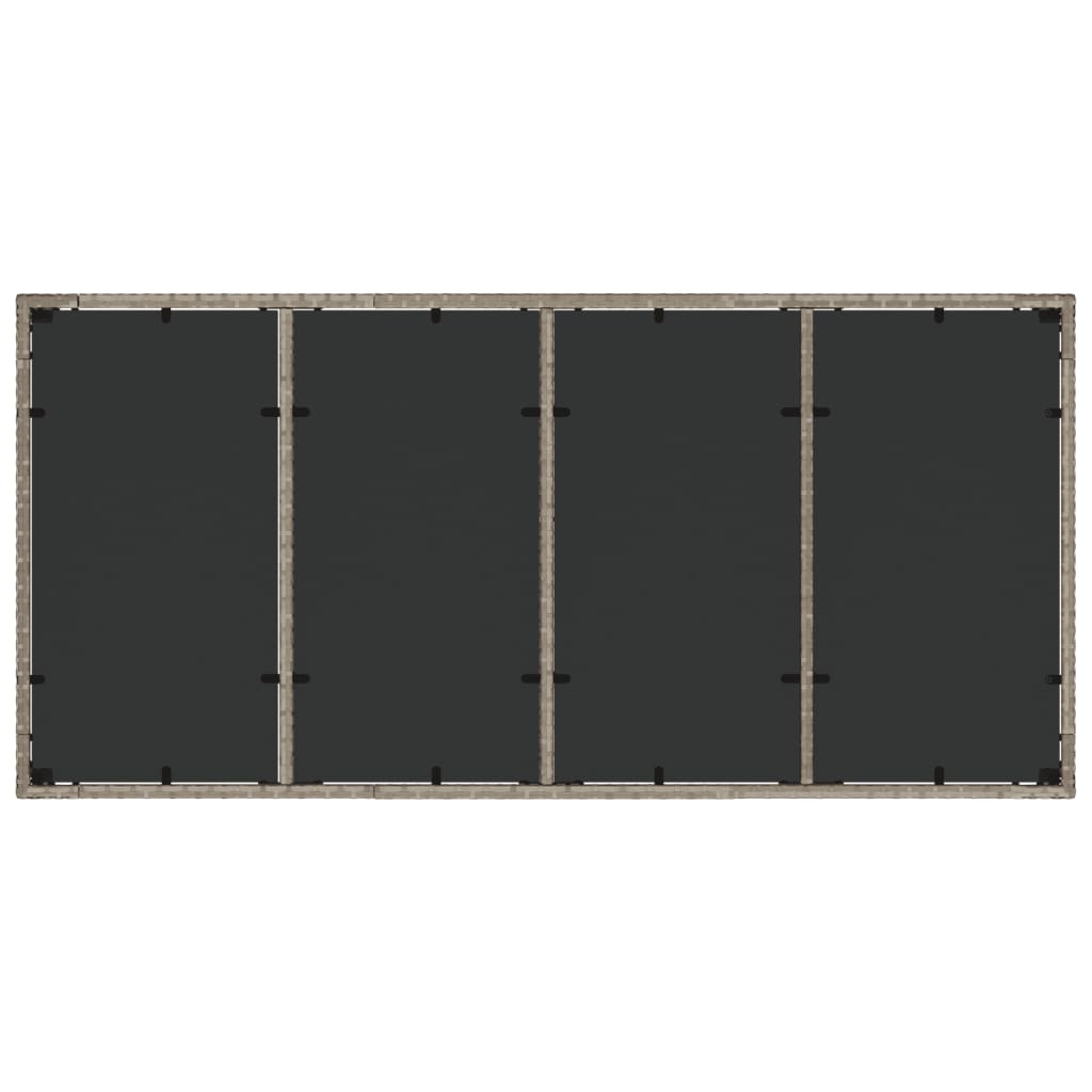 Table with glass top, grey, 190x90x75, polyrattan