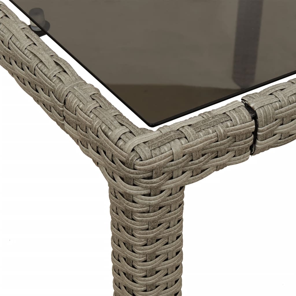 Table with glass top, grey, 190x90x75, polyrattan