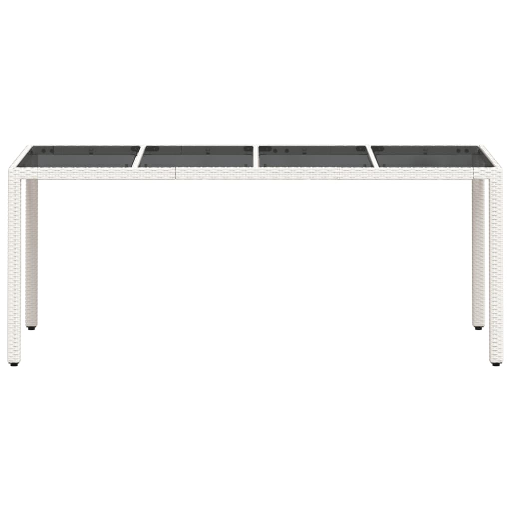 Table with glass top, white, 190x90x75, polyrattan