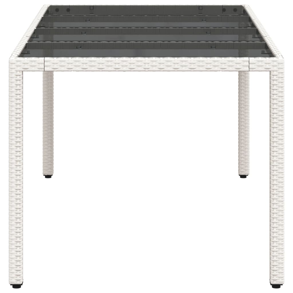Table with glass top, white, 190x90x75, polyrattan