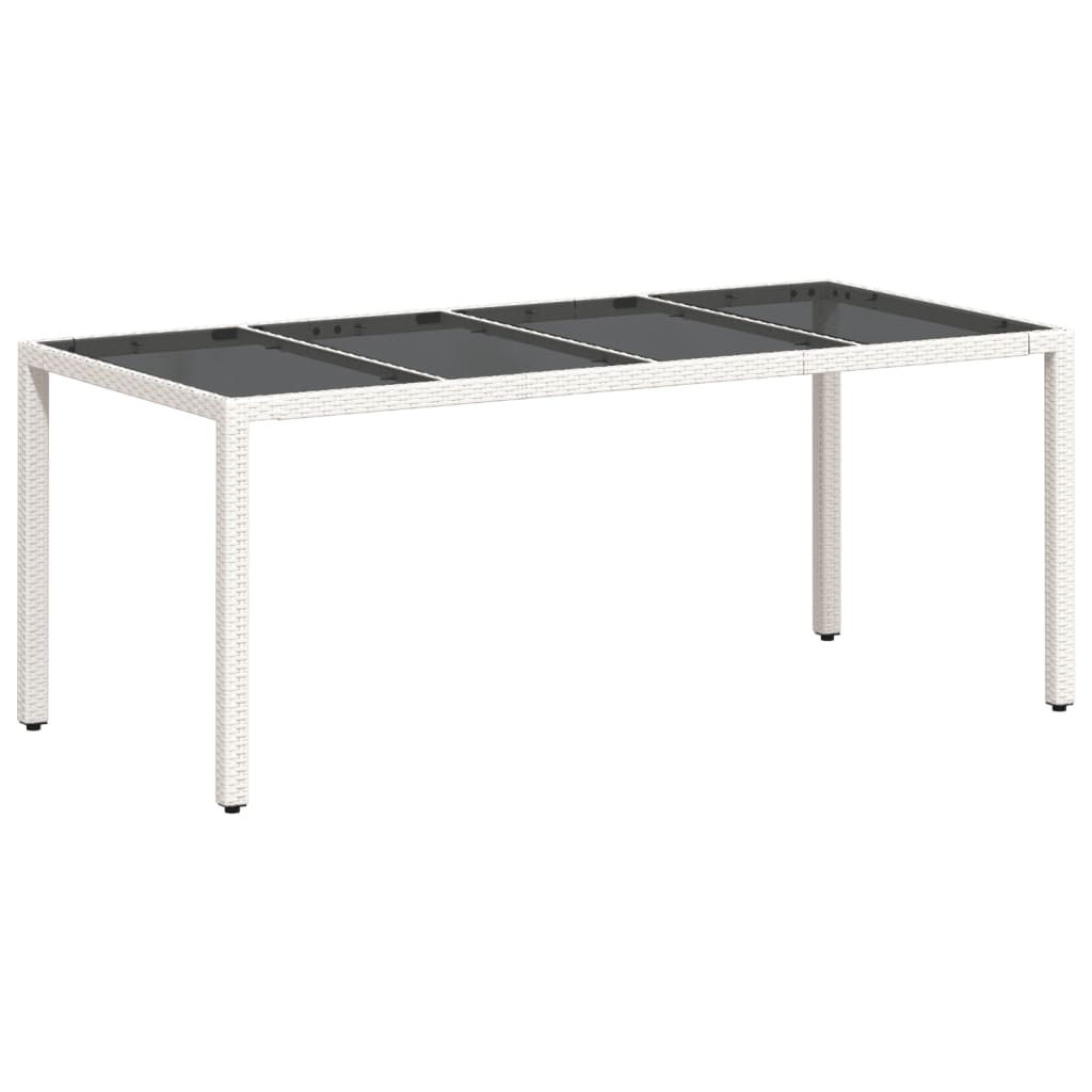 Table with glass top, white, 190x90x75, polyrattan