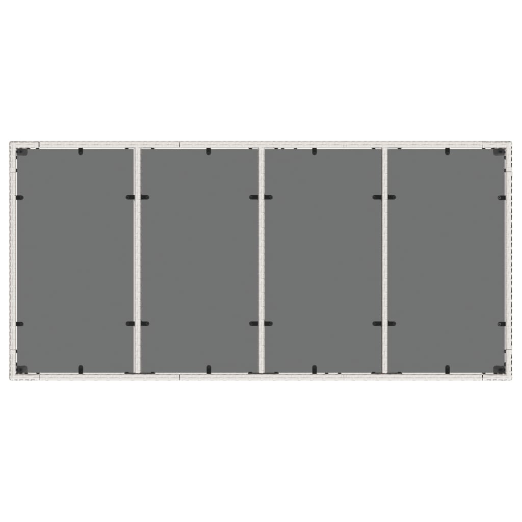Table with glass top, white, 190x90x75, polyrattan