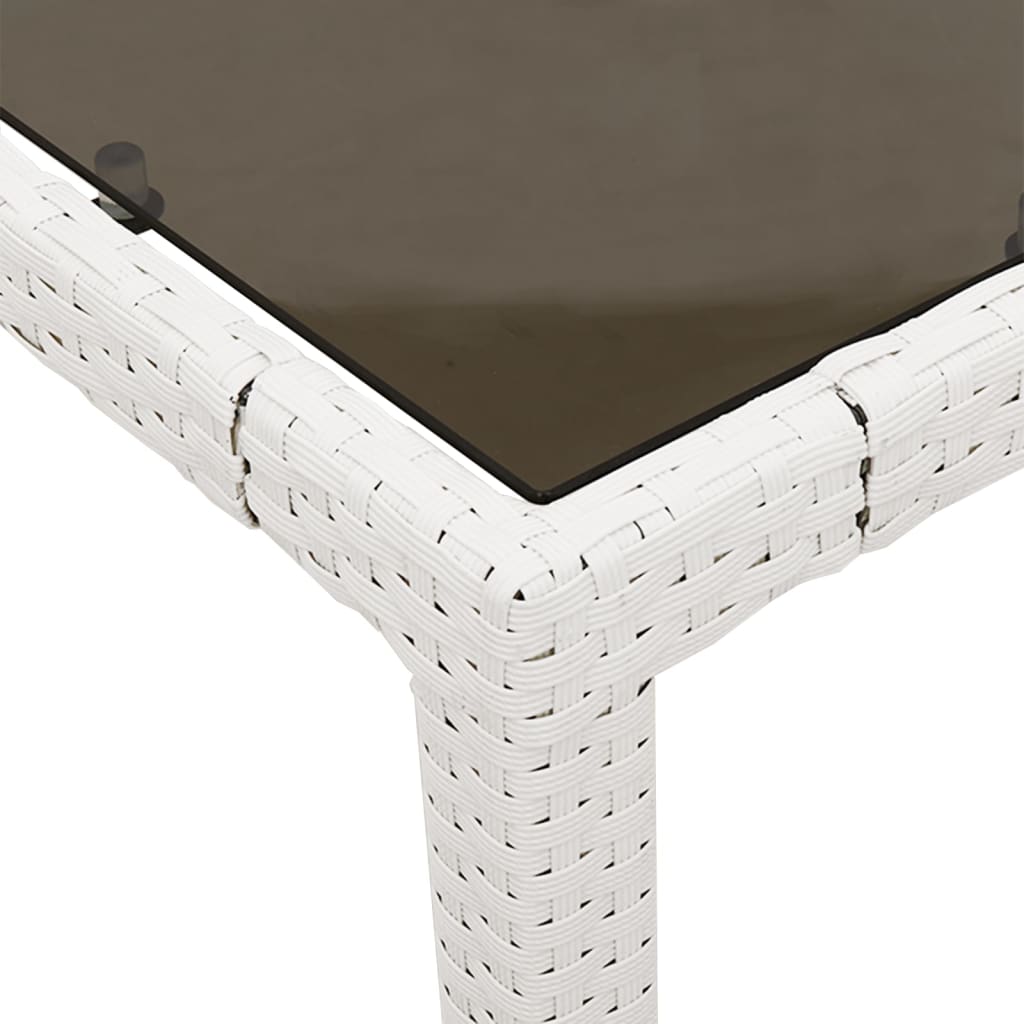 Table with glass top, white, 190x90x75, polyrattan
