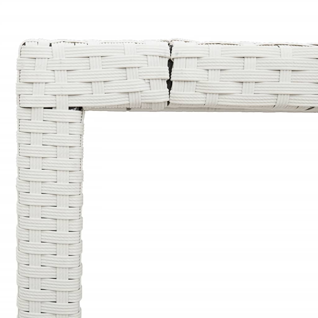 Table with glass top, white, 190x90x75, polyrattan
