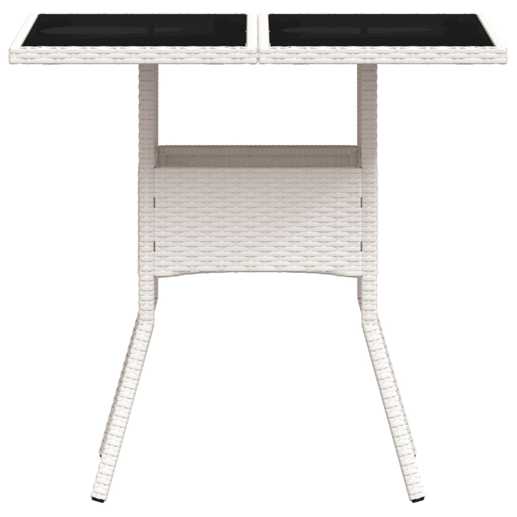 Galds ar stikla virsmu, balts, 80x80x75cm, pīts (polirotangs)