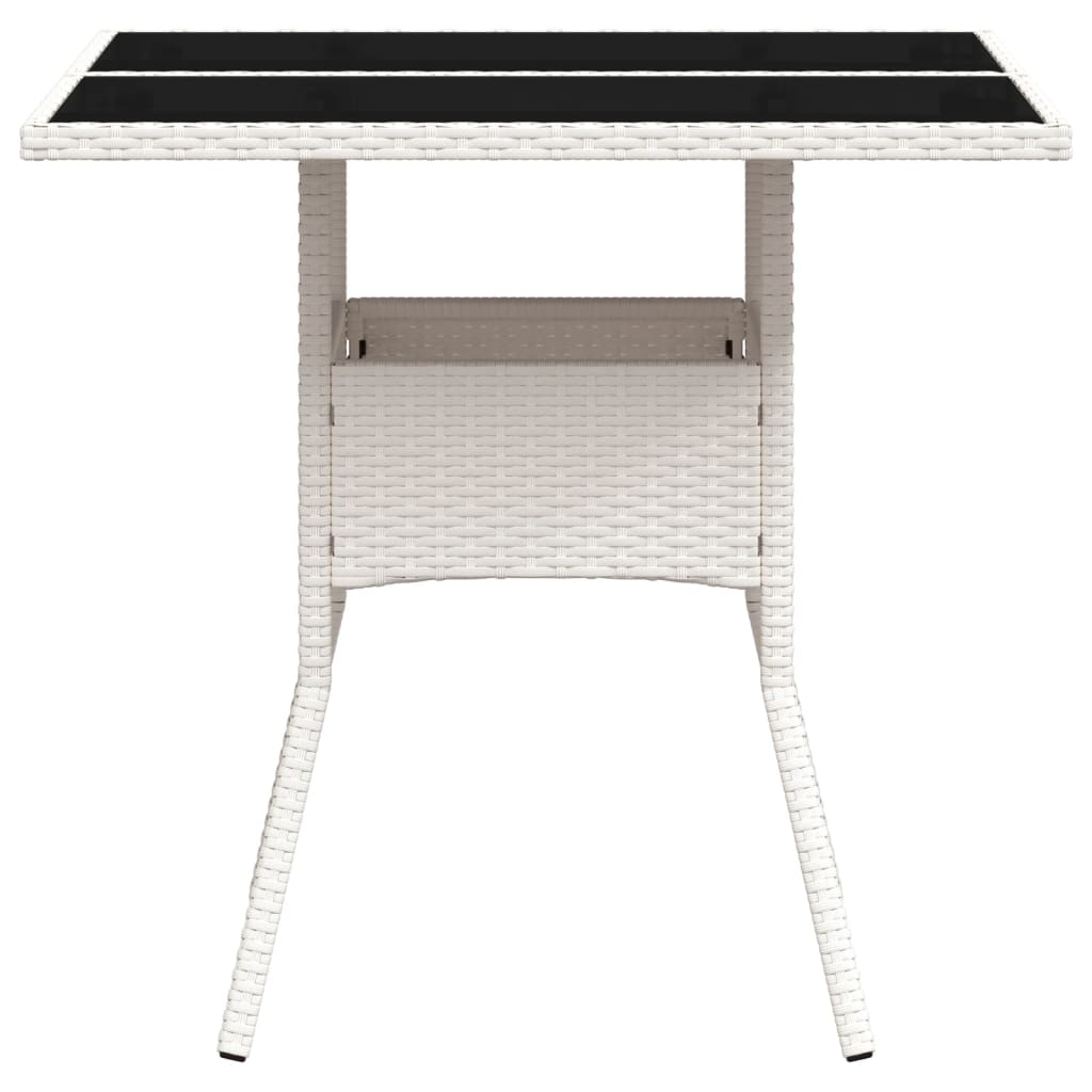 Galds ar stikla virsmu, balts, 80x80x75cm, pīts (polirotangs)