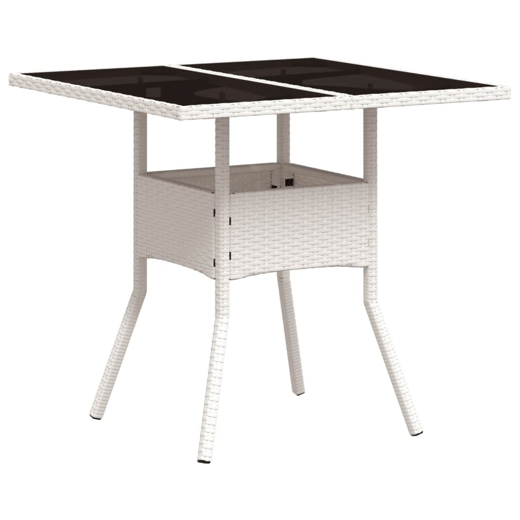 Galds ar stikla virsmu, balts, 80x80x75cm, pīts (polirotangs)