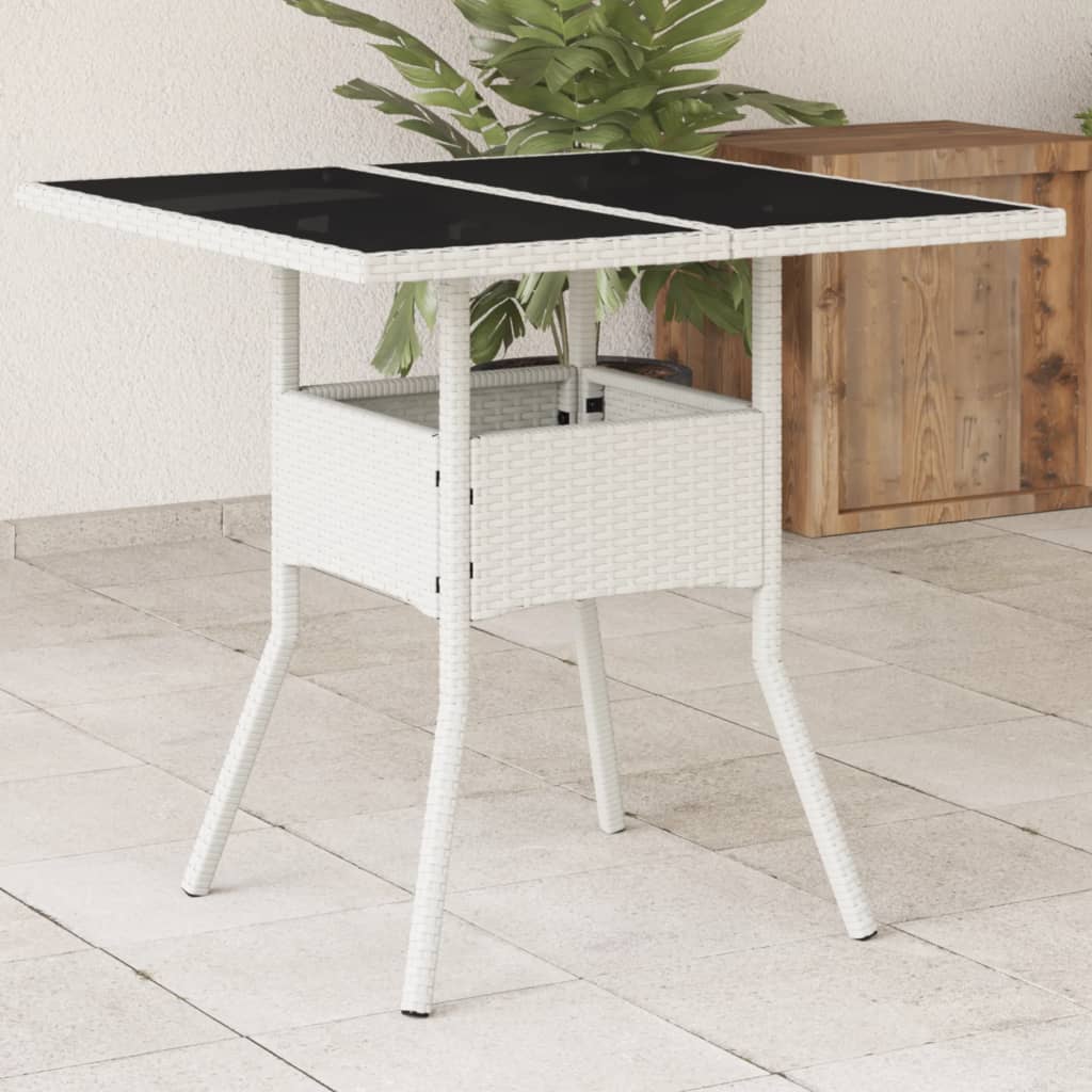 Galds ar stikla virsmu, balts, 80x80x75cm, pīts (polirotangs)