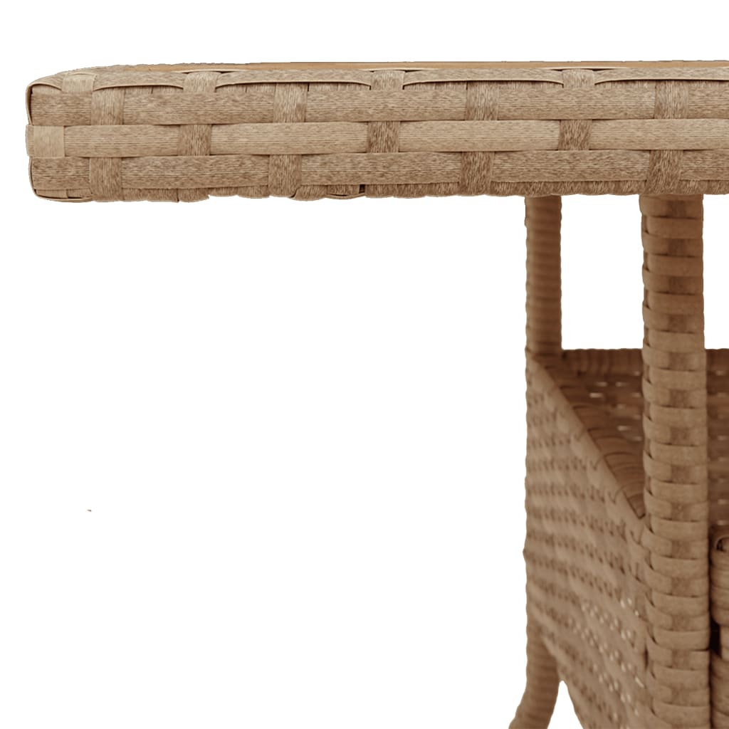 Sodo stalas, smėlio, 80x80x75cm, poliratanas ir akacija