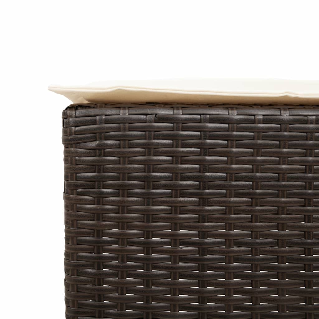 Garden Bar Stools with Cushions, 2 pcs., Brown, Poly Rattan