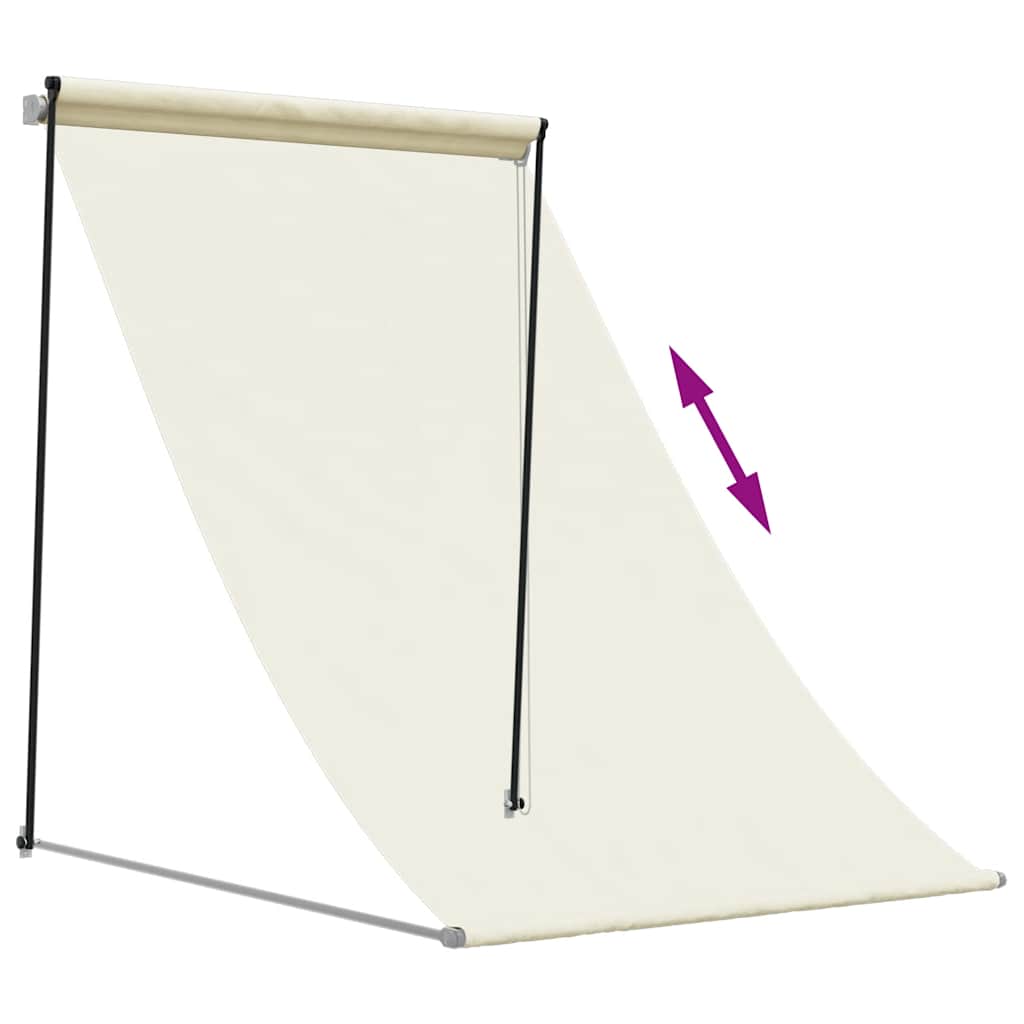 Retractable awning, cream, 100x150cm, fabric and steel