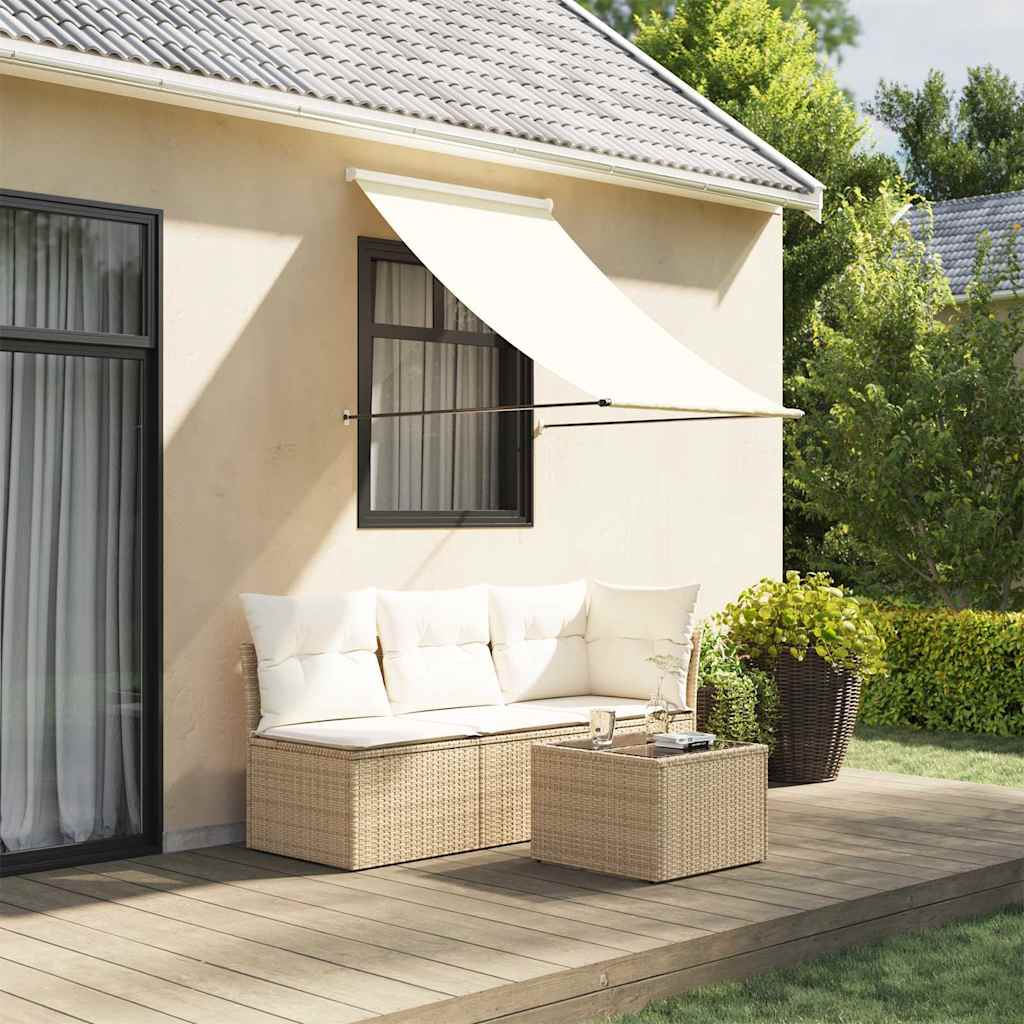 Retractable awning, cream, 100x150cm, fabric and steel