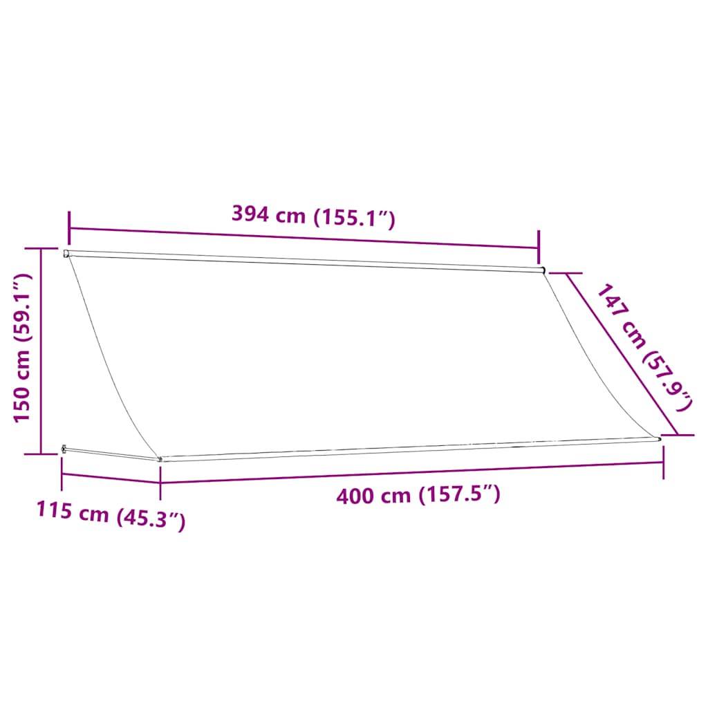 Ištraukiama markizė, kreminė, 400x150cm, audinys ir plienas