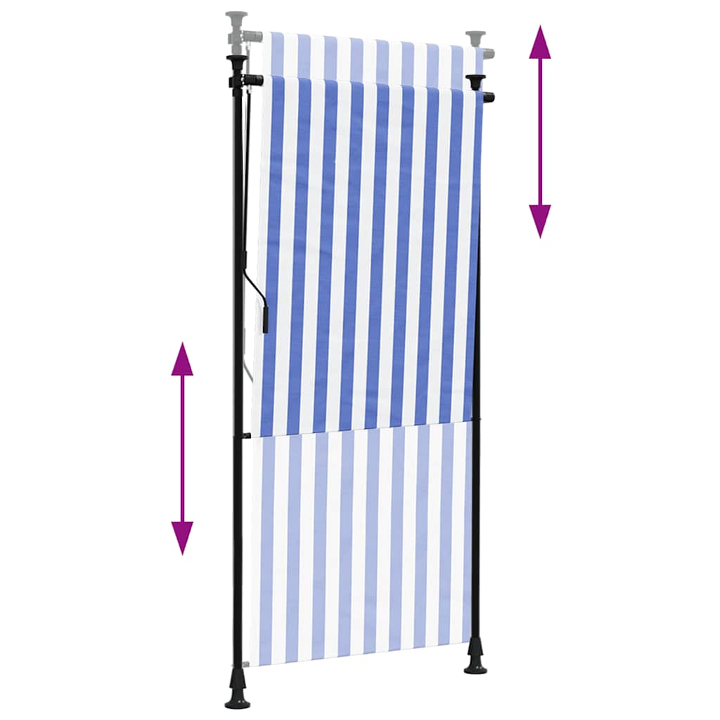 Lauko roletas, mėlynas ir baltas, 100x270cm, audinys ir plienas