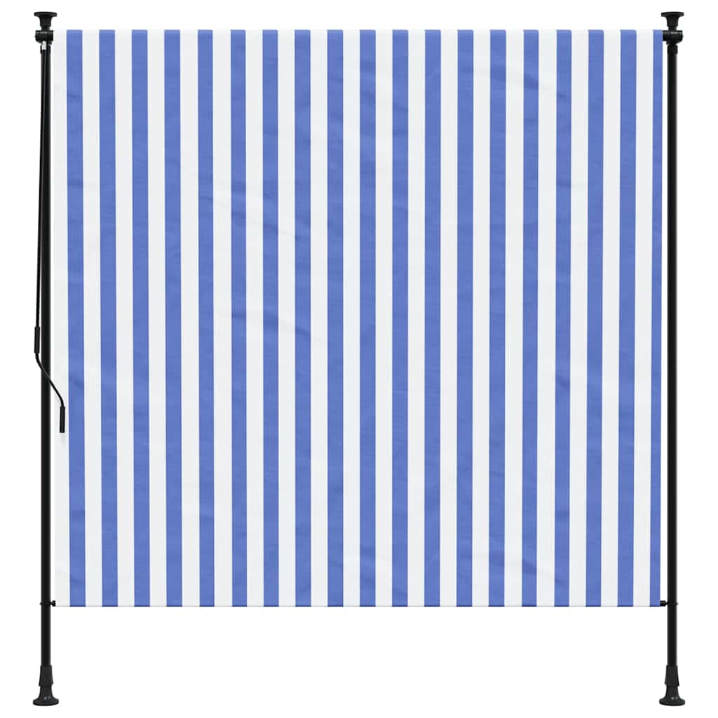Lauko roletas, mėlynas ir baltas, 150x270cm, audinys ir plienas