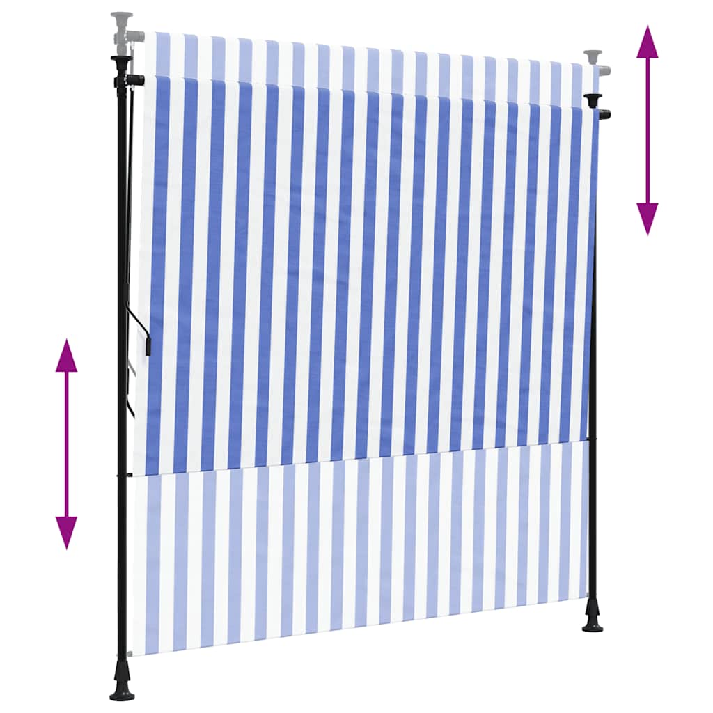 Lauko roletas, mėlynas ir baltas, 150x270cm, audinys ir plienas