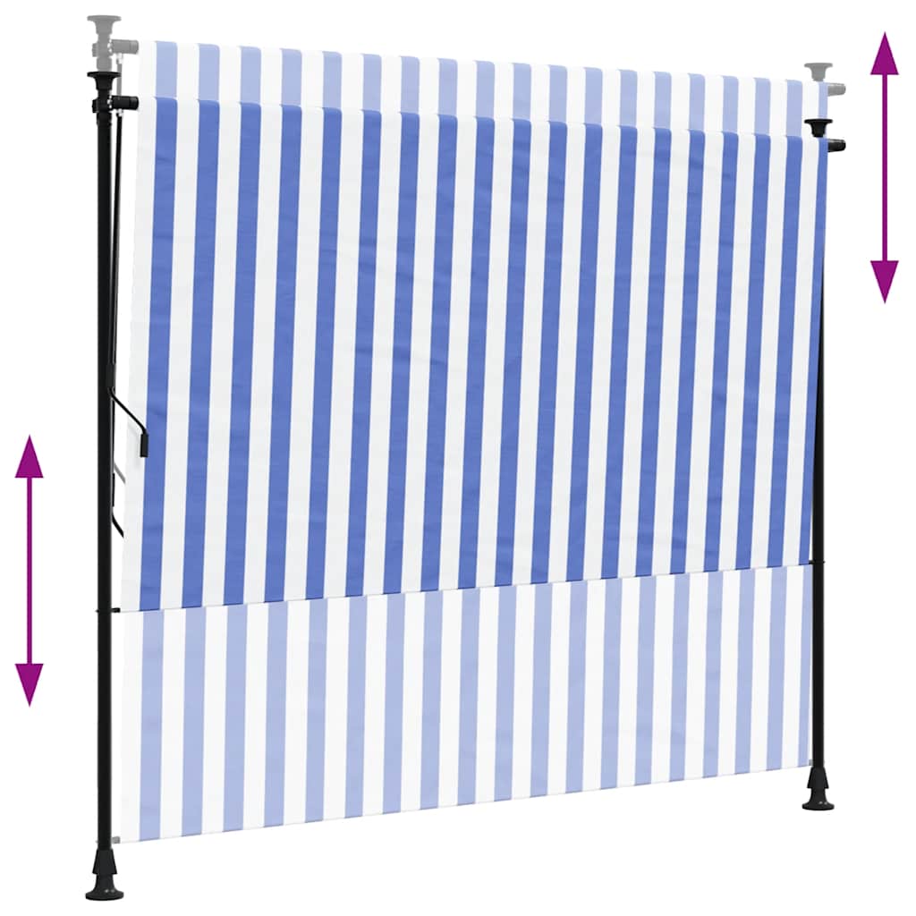 Lauko roletas, mėlynas ir baltas, 200x270cm, audinys ir plienas