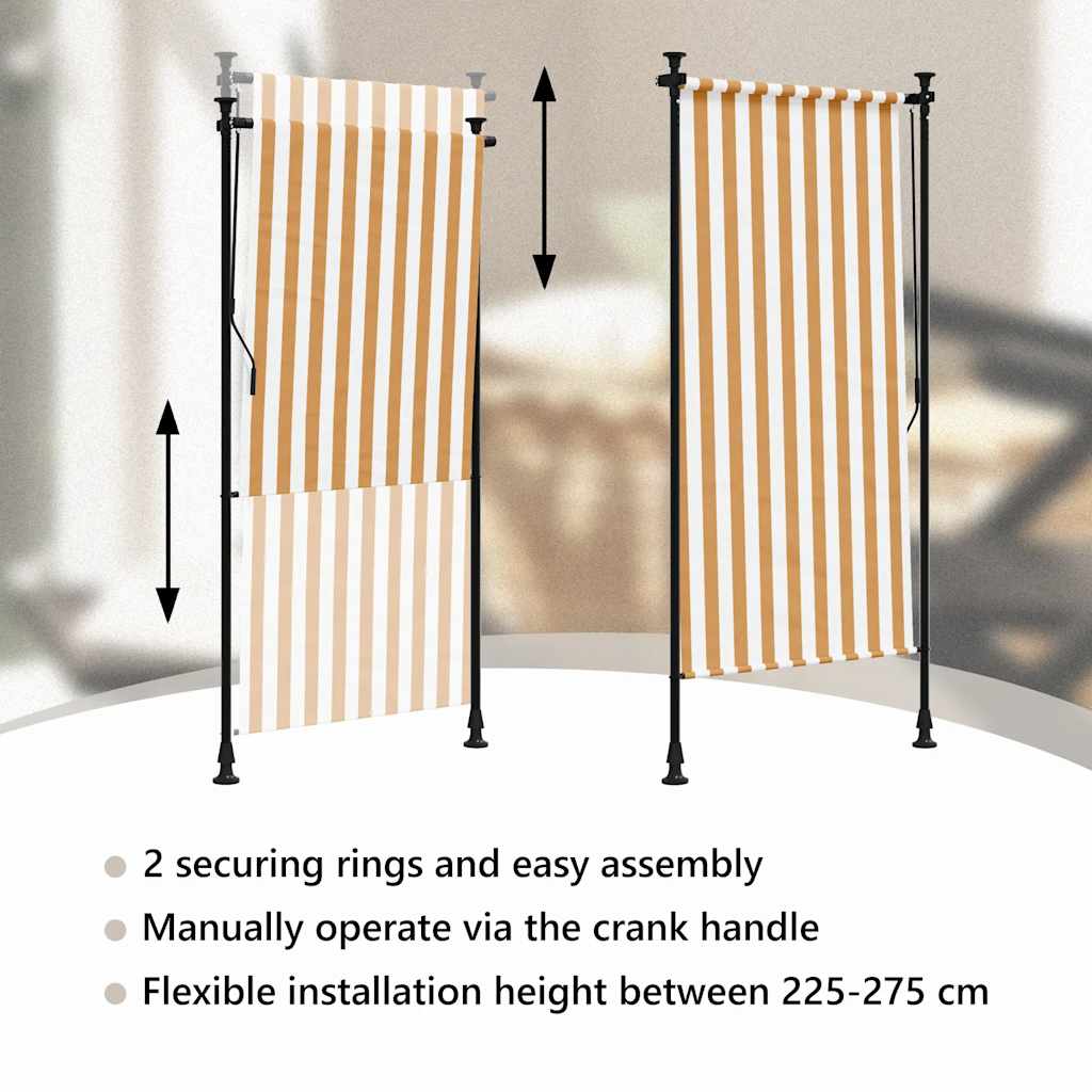 Lauko roletas, oranžinis/baltas, 100x270cm, audinys ir plienas