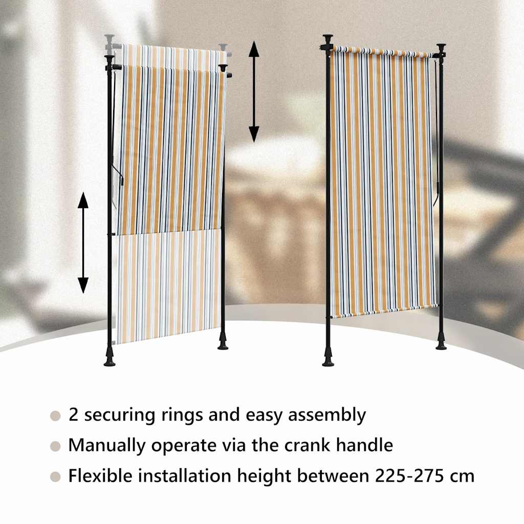 Lauko roletas, geltonas/baltas, 100x270cm, audinys ir plienas