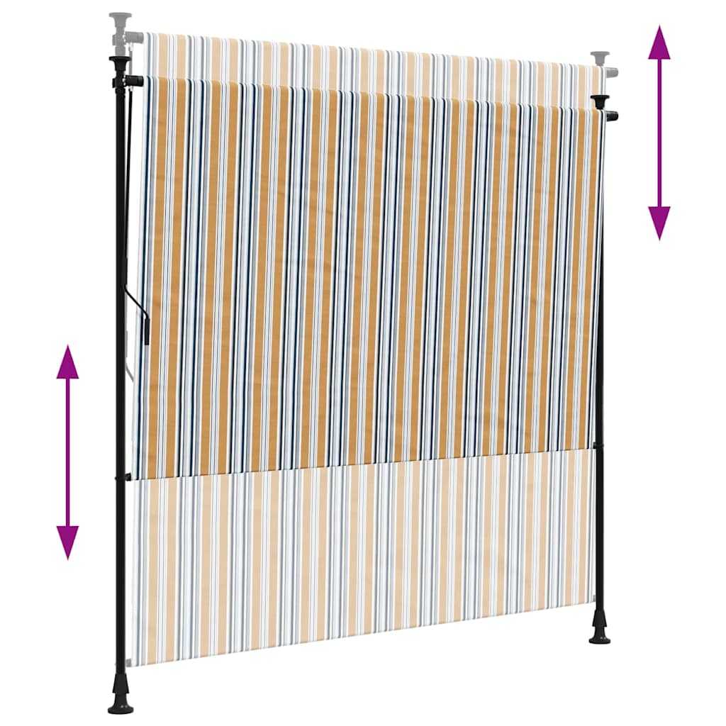 Lauko roletas, geltonas/baltas, 150x270cm, audinys ir plienas