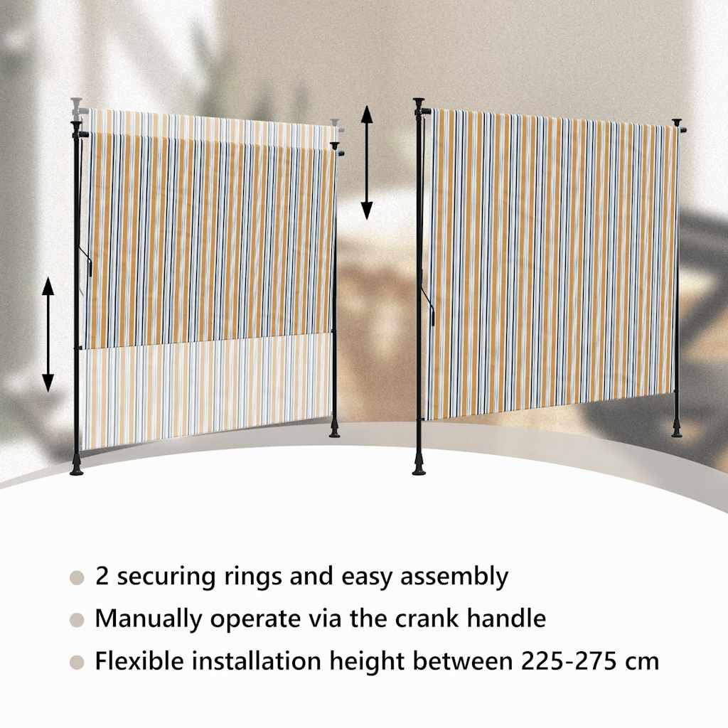 Lauko roletas, geltonas/baltas, 150x270cm, audinys ir plienas