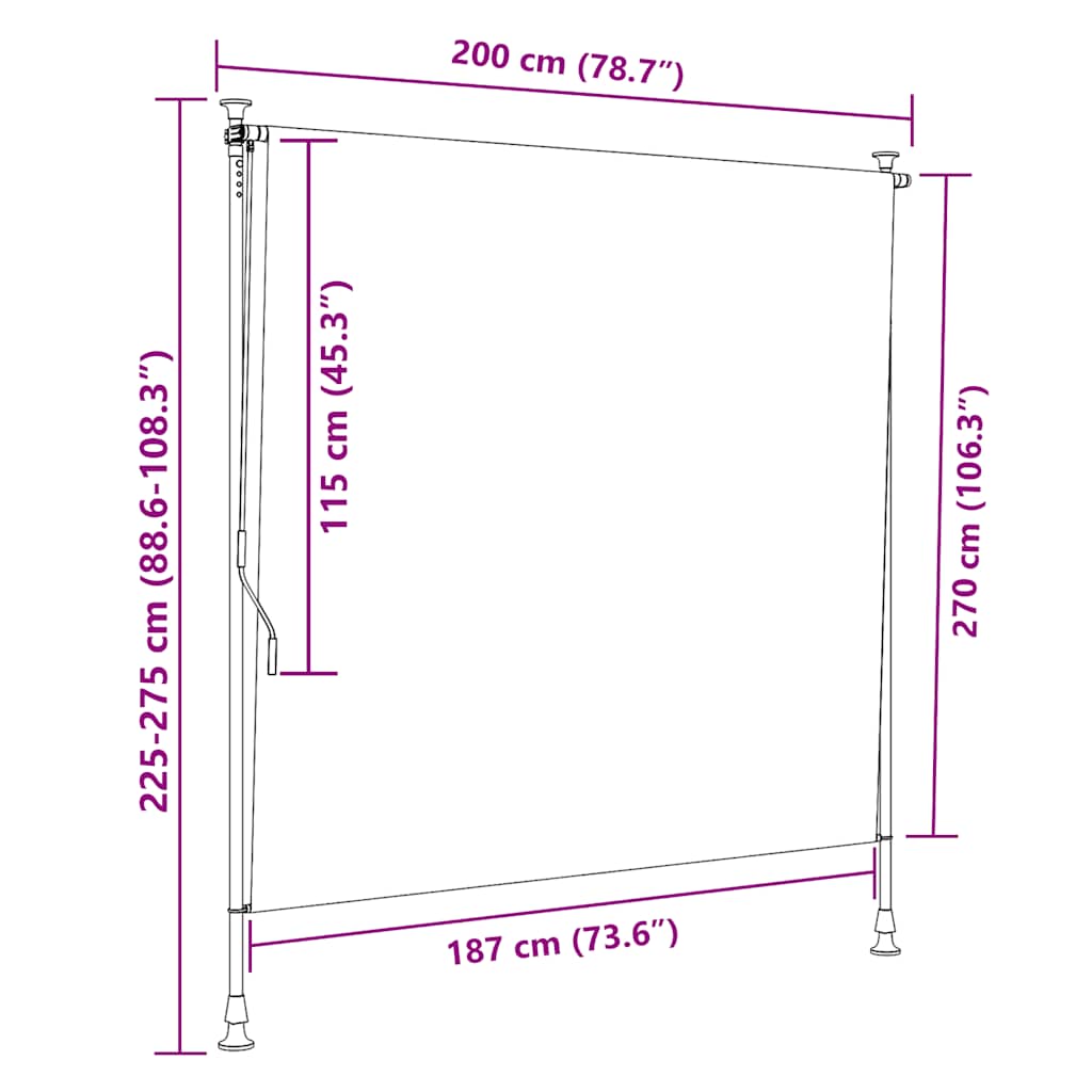 Outdoor blind, yellow/white, 200x270cm, fabric and steel