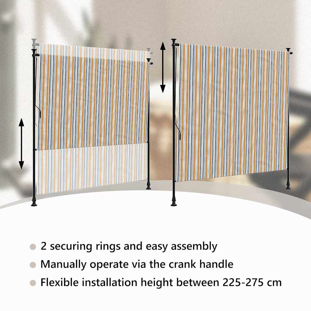 Outdoor blind, yellow/white, 200x270cm, fabric and steel