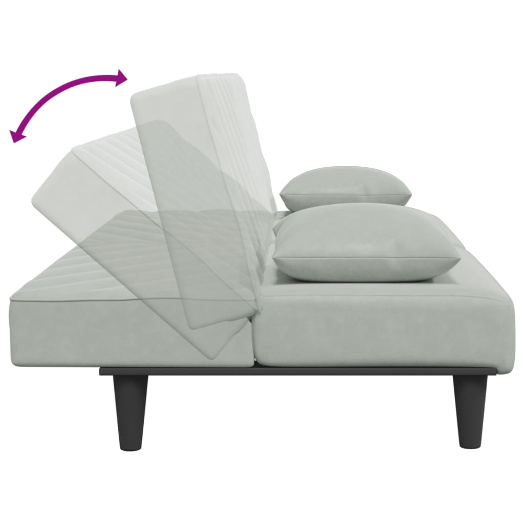 Sofos komplektas su pagalvėmis, 2 dalių, pilkas, aksomas