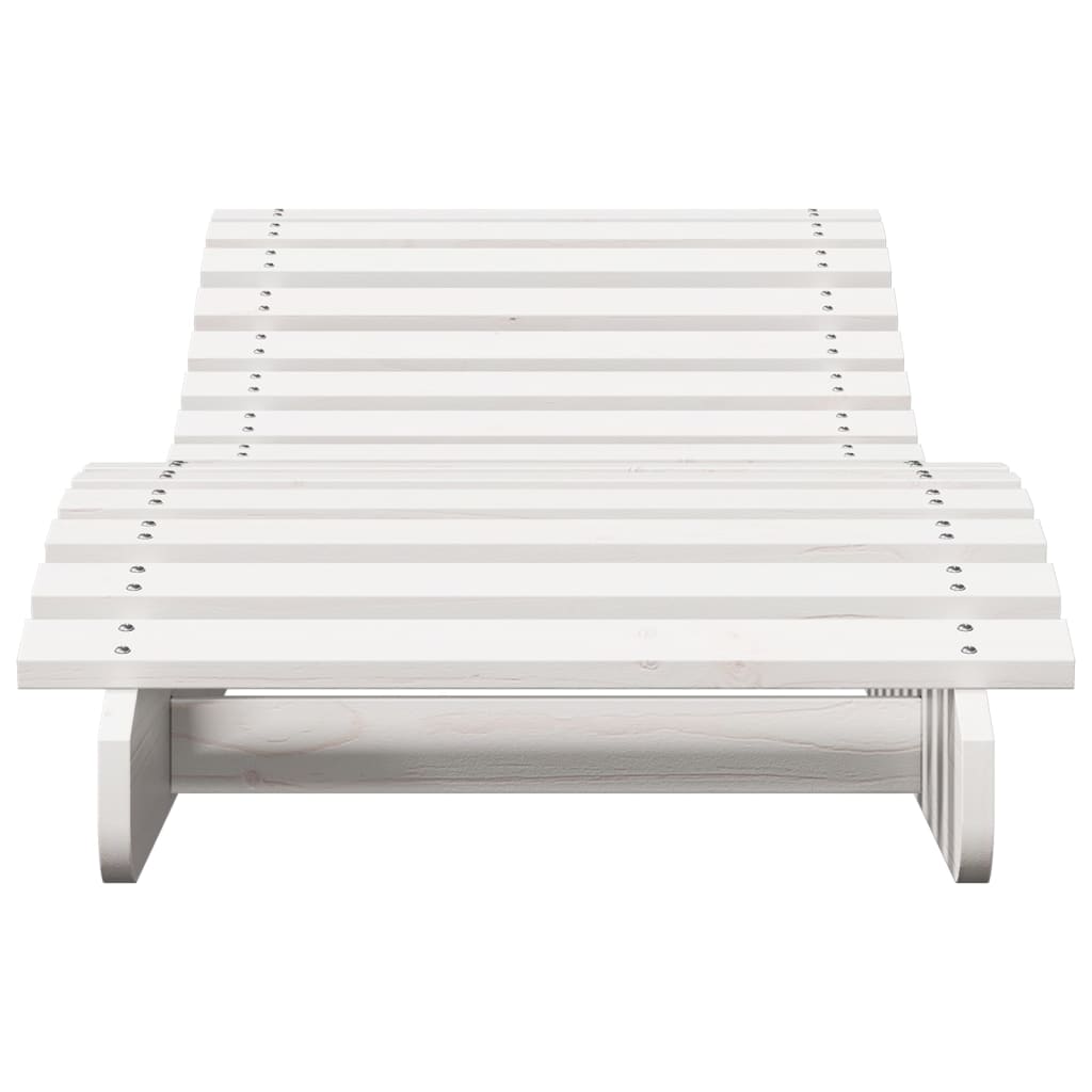 Saulės gultas, baltas, 205x60x31,5cm, pušies medienos masyvas