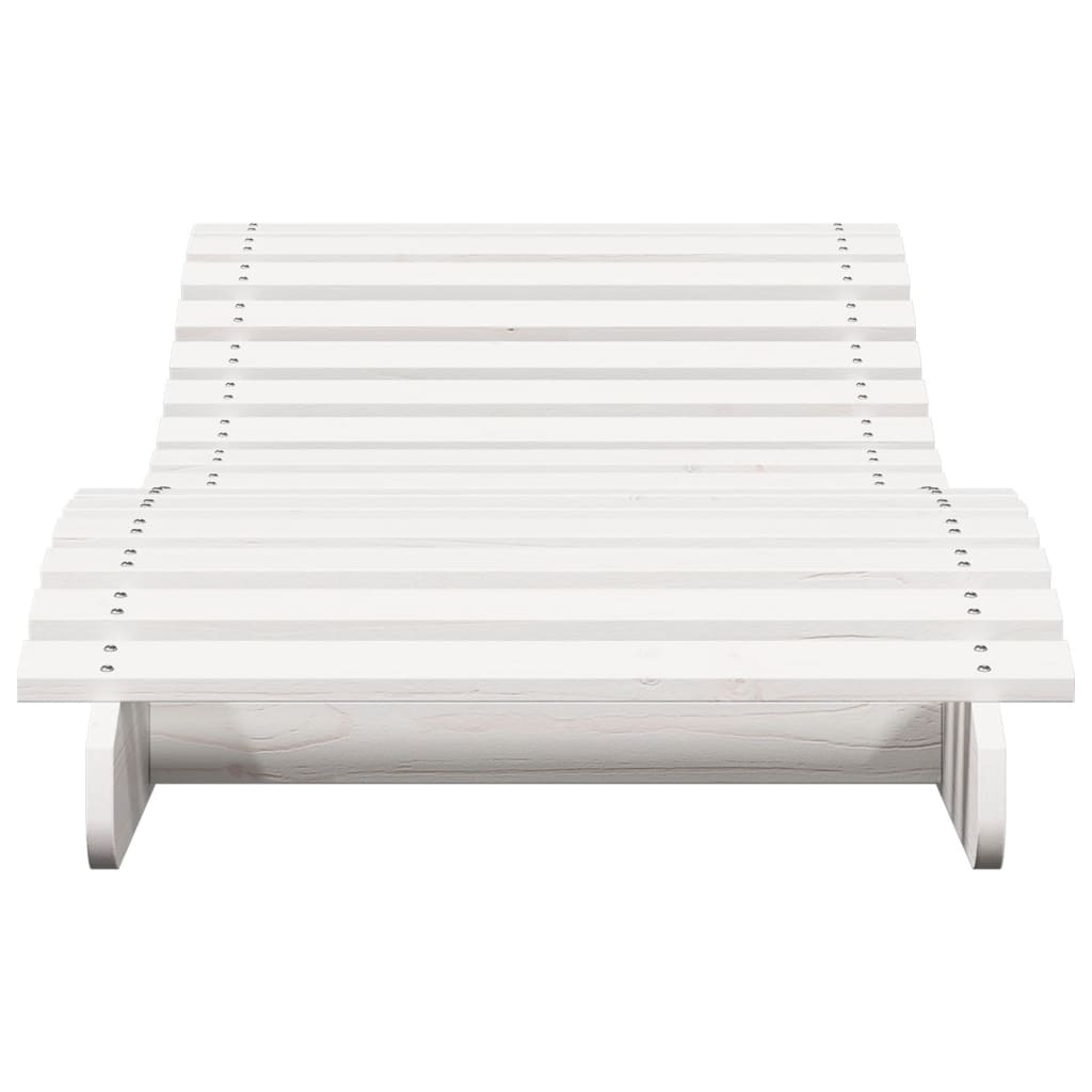 Saulės gultas, baltas, 205x70x31,5cm, pušies medienos masyvas