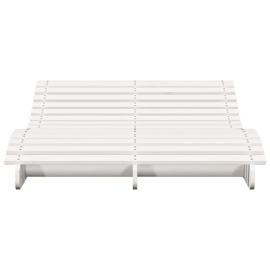 Saulės gultas, baltas, 205x110x31,5cm, pušies medienos masyvas