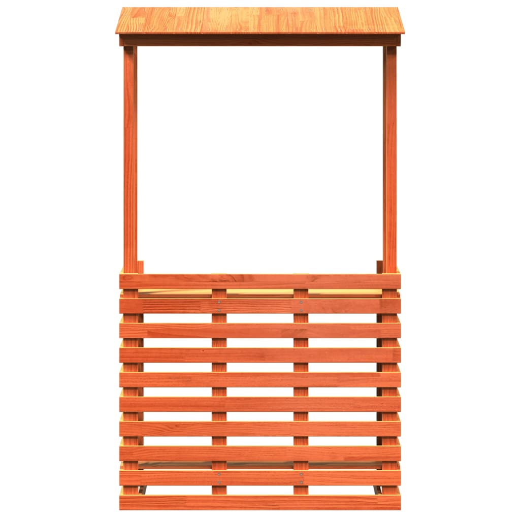 Outdoor bar table with canopy, brown, 112.5x57x195.5cm, wood