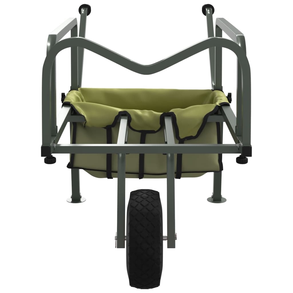 Fishing trolley with wheel, green, steel