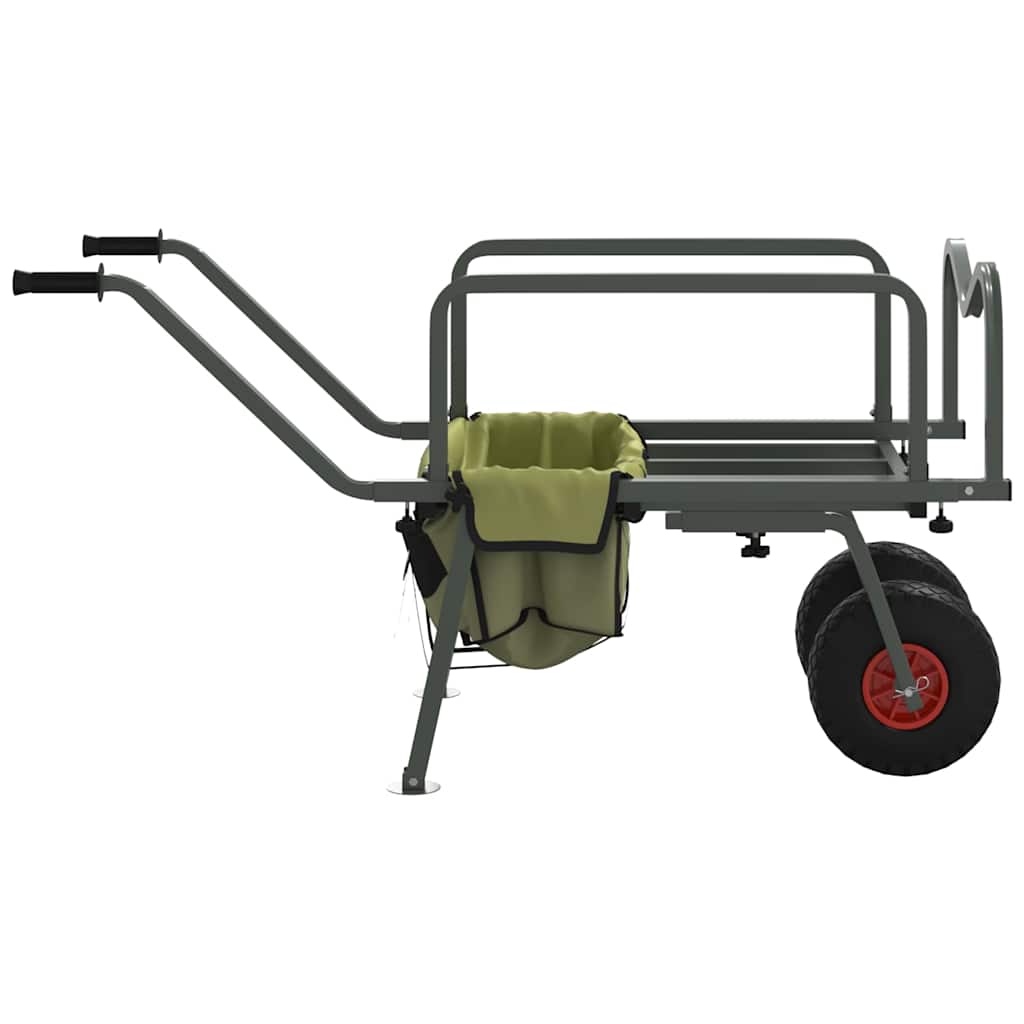 Fishing trolley with 2 wheels, green, steel