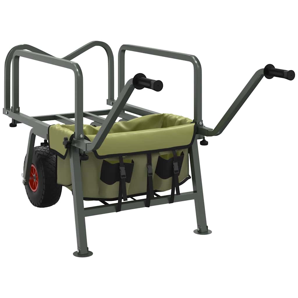 Fishing trolley with 2 wheels, green, steel