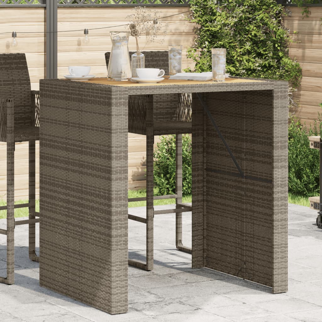 Table with acacia top, gray, 105x80x110cm, PE rattan