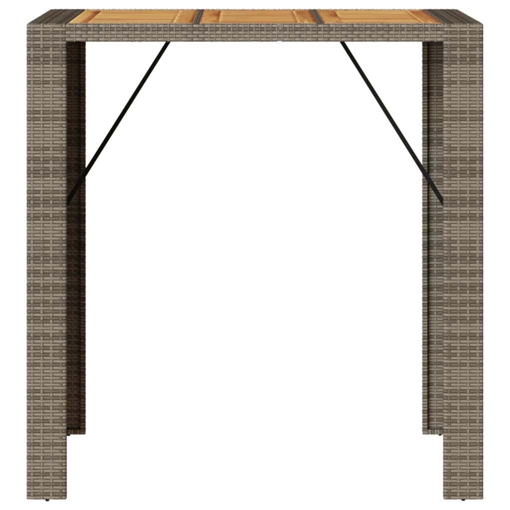 Table with acacia top, gray, 105x80x110cm, PE rattan