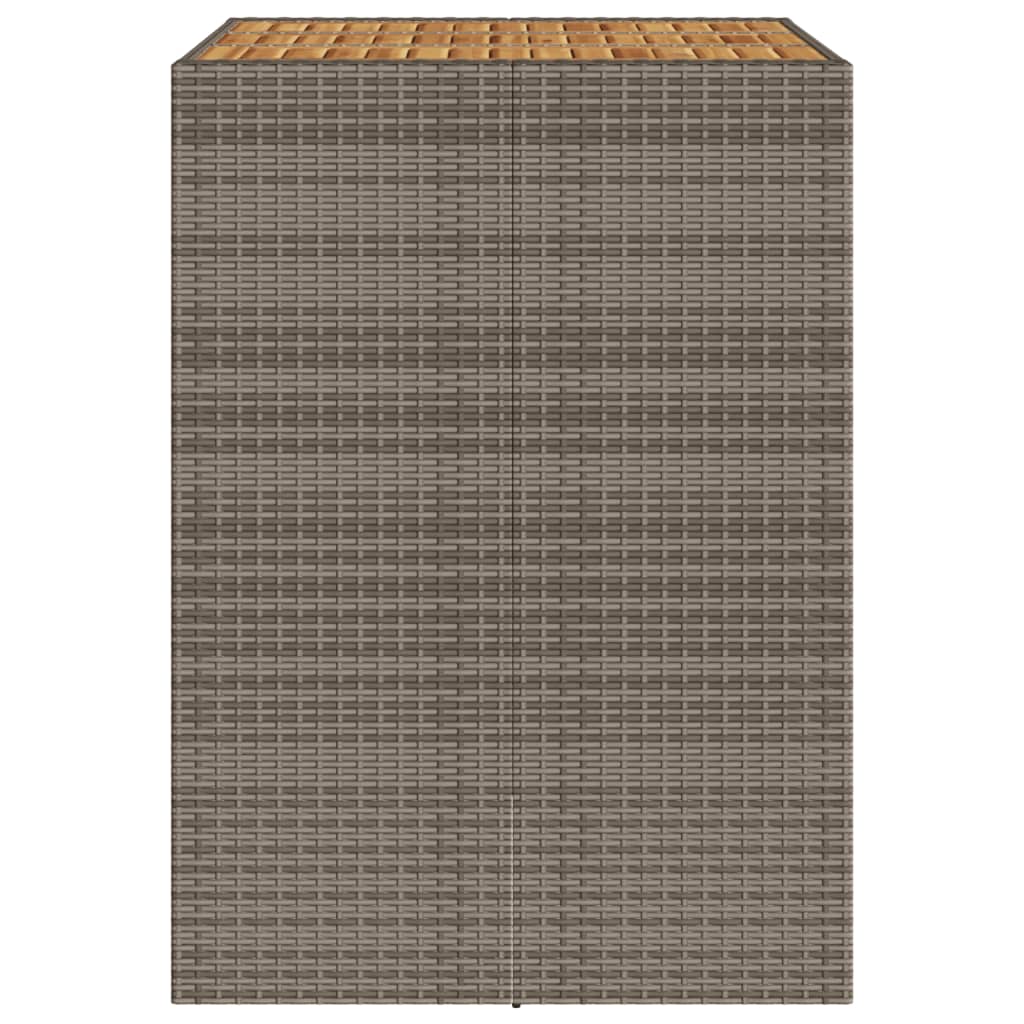 Table with acacia top, gray, 105x80x110cm, PE rattan