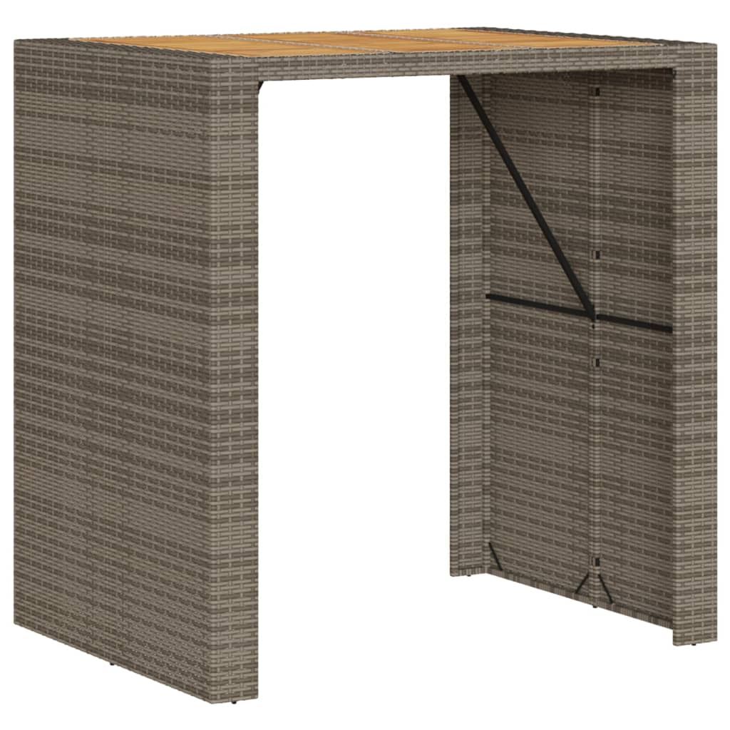 Table with acacia top, gray, 105x80x110cm, PE rattan