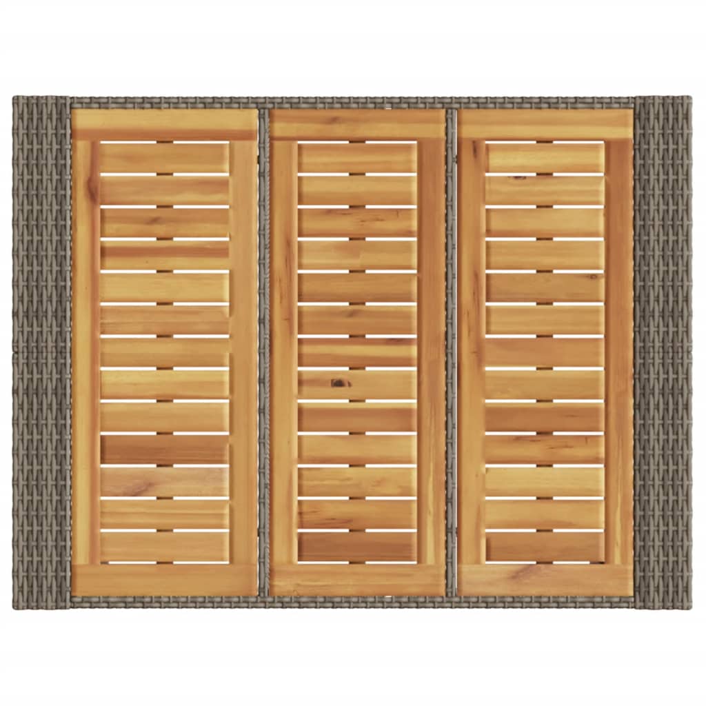 Table with acacia top, gray, 105x80x110cm, PE rattan