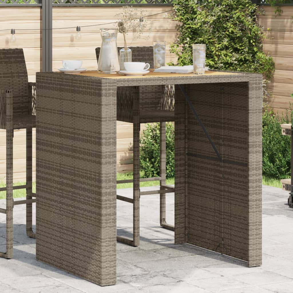 Table with acacia top, gray, 105x80x110cm, PE rattan