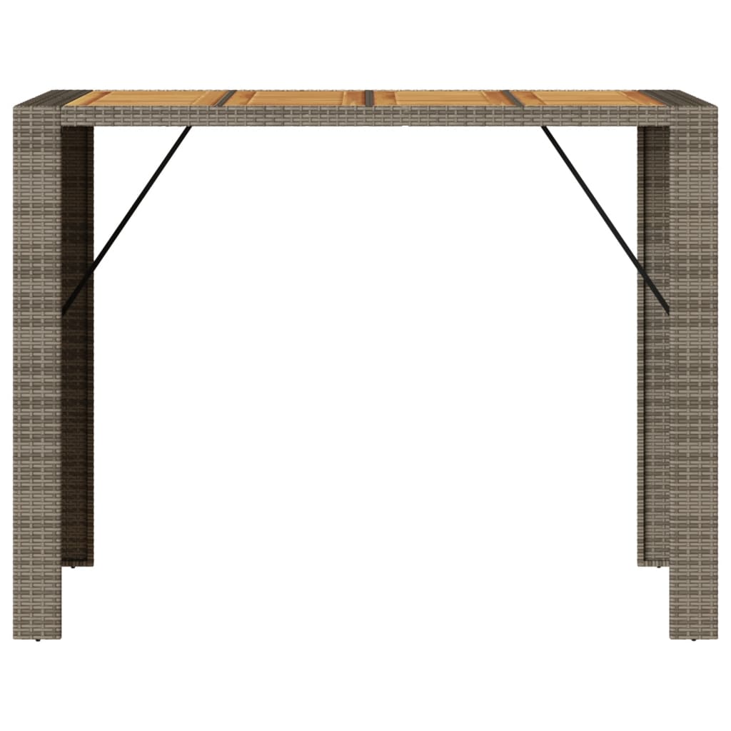 Table with acacia top, grey, 145x80x110cm, PE rattan