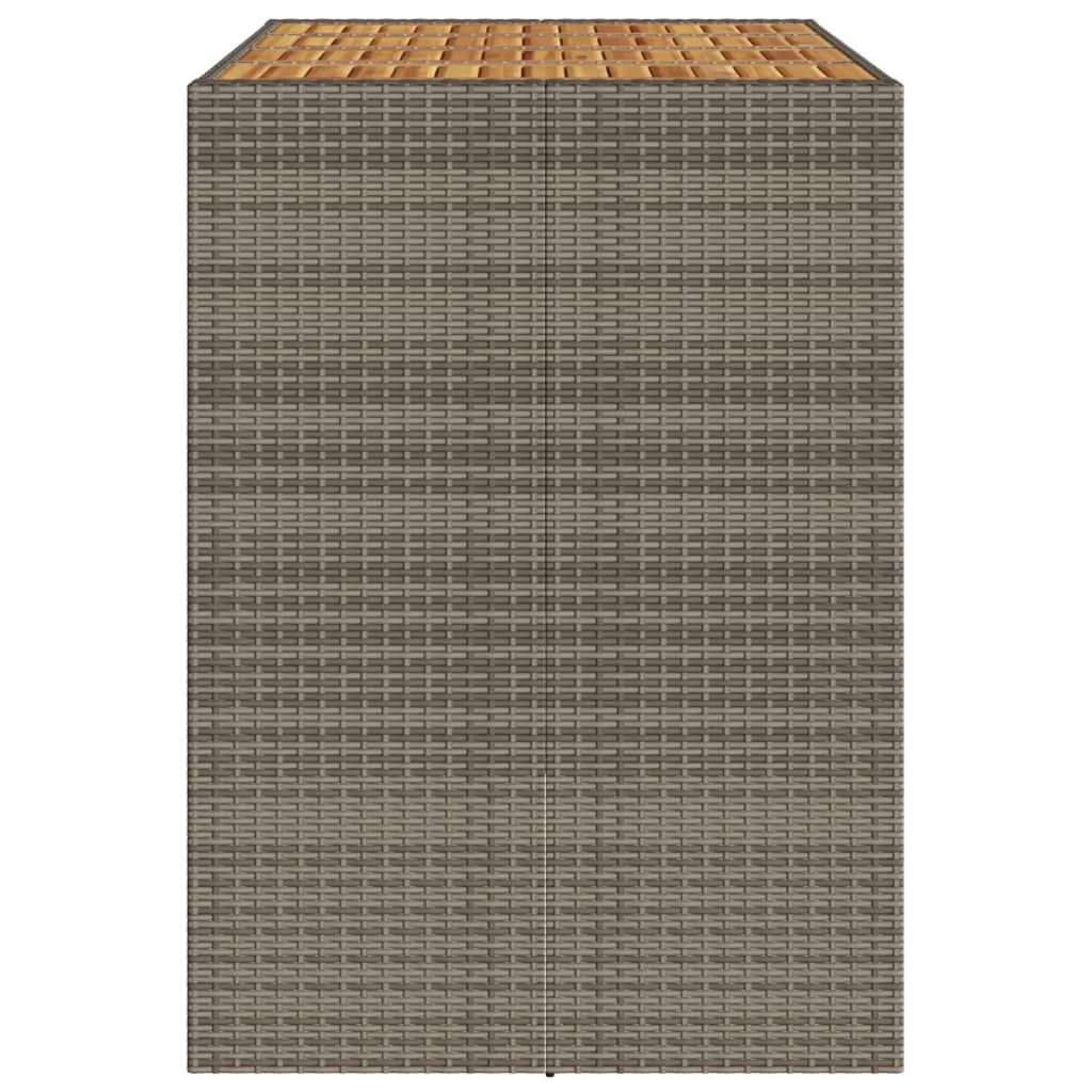Table with acacia top, grey, 145x80x110cm, PE rattan
