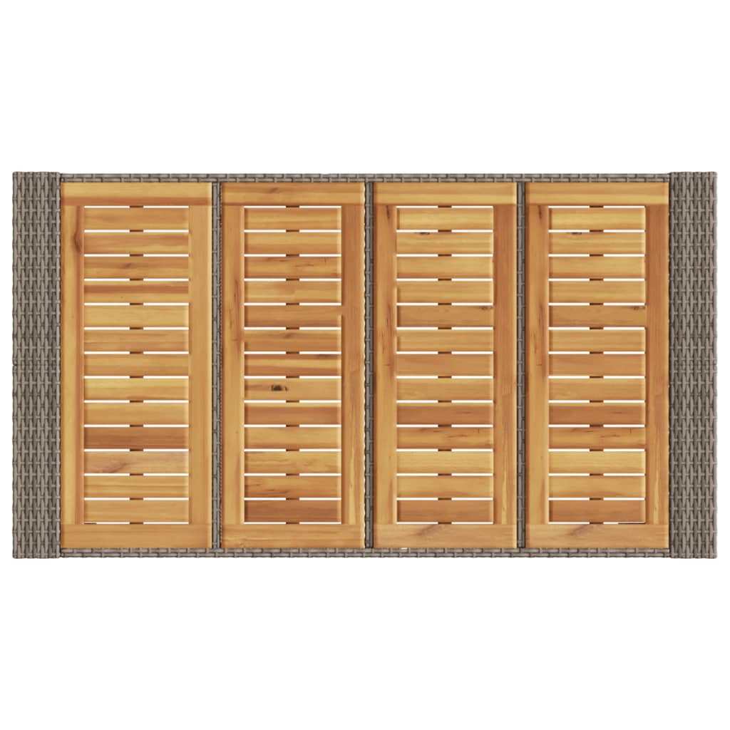 Table with acacia top, grey, 145x80x110cm, PE rattan
